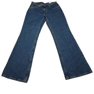 Vintage Jordache Y2K Style Flare Leg 5 Pocket Low Rise Jeans Size 7 8 Dark Wash